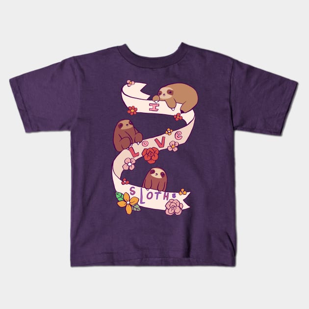 I Love Sloths Kids T-Shirt by saradaboru